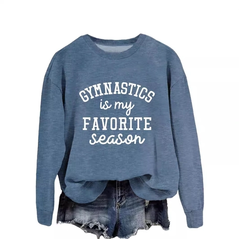 Dames Casual Ronde Hals Lange Mouw Sweatshirt Gymnastics Is My Favorite Season Letterprint Losse Katoenmix Top