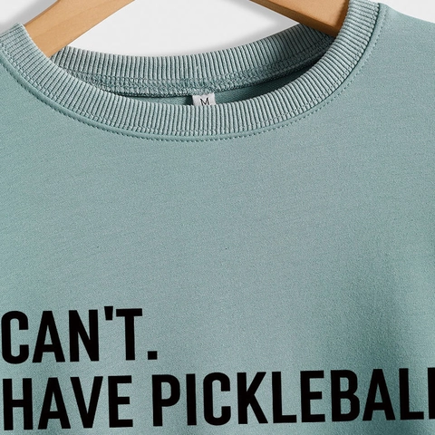 Women Crewneck Sweatshirt Cotton Blend Long Sleeve Pickleball Letter Print Casual Pullover Activewear Top