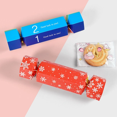 Weihnachten Süßigkeiten Form Geschenkbox Rot Schneeflocke Mehrfarbig Geometrische Papier Verpackung Box Für Hochzeit Party Urlaub