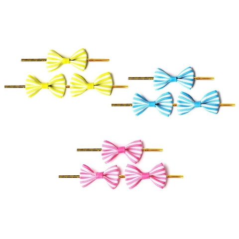 Mini Striped Bowknot Twist Ties Polyester Ribbon Bows For Baking Gift Bag Packaging Sealing Decoration Party Wedding Supplies