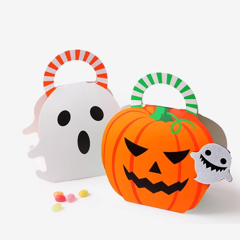 Halloween Geist Kürbis Tragbare Papier Süßigkeiten Boxen Kreative Geschenkverpackung Mit Griffen Party Zubehör