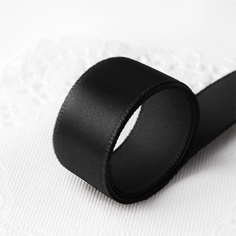 Schwarzes Satinband Polyester Einfarbig Für Geschenkverpackung Hochzeit Party Basteldekoration Elegant
