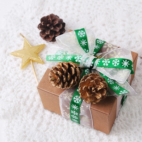 Snowflake Print Christmas Ribbon Polyester Satin Webbing For Gift Wrapping Holiday Party Decor DIY Craft