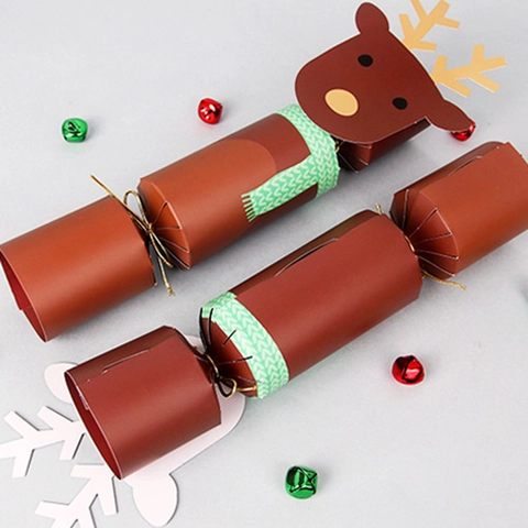 Weihnachtsgeschenkboxen Papier Süßigkeiten Cracker Verpackung Weihnachtsmann Rentier Form Feiertag Party