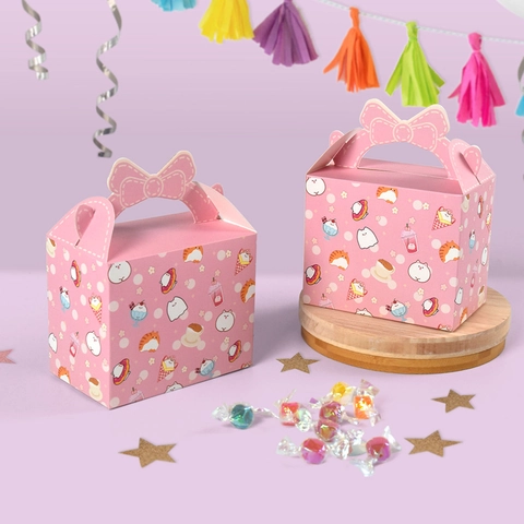Rosa Cartoon Katze Geschenkbox Tragbare Papierverpackung Favor Box Mit Schleifengriff Für Süßigkeiten Geburtstag Party Dekoration