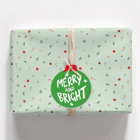 Runde Kerst Cadeaukaartjes Gecoat Papier Merry And Bright Sterpatronen DIY Feestelijke Decoratie Ornament