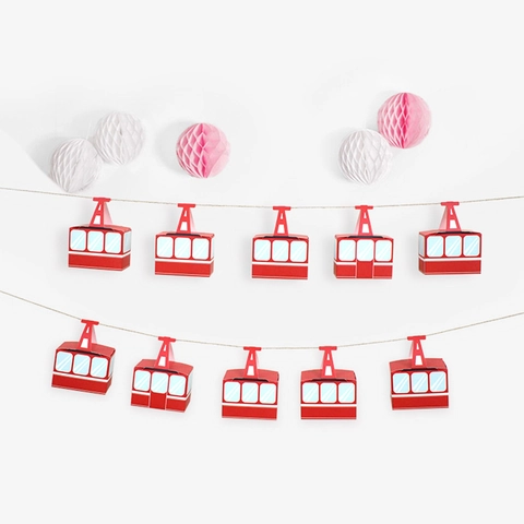 Creative Cable Car Shaped Paper Favor Boxes For Birthday Party Decoration DIY Candy Gift Packaging Boxes With Hanging Rope