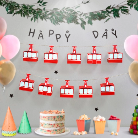 Creative Cable Car Shaped Paper Favor Boxes For Birthday Party Decoration DIY Candy Gift Packaging Boxes With Hanging Rope
