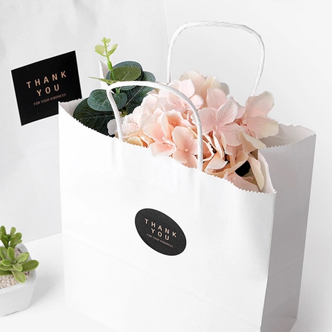 Bolsas de Regalo de Papel Kraft Blanco Minimalistas Con Asas Para Boda Fiesta Dulces Embalaje Alimentos Bolsas de Compras