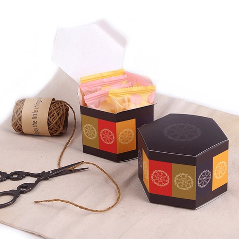 Scatola Regalo Per Caramelle Esagonale Vintage Con Nastro In Raso Motivo Floreale Tradizionale Confezione Per Matrimonio Festa