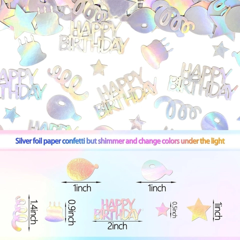 Coriandoli Festa Buon Compleanno Paillettes Iridescenti Laser Olografiche Celebrazione Stella Palloncino Torta Forme
