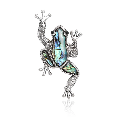 Broche De Rana Vintage Alfiler Animal Realista Aleación Incrustación Concha De Abulón Joyería Exquisita Regalo Mujeres Hombres