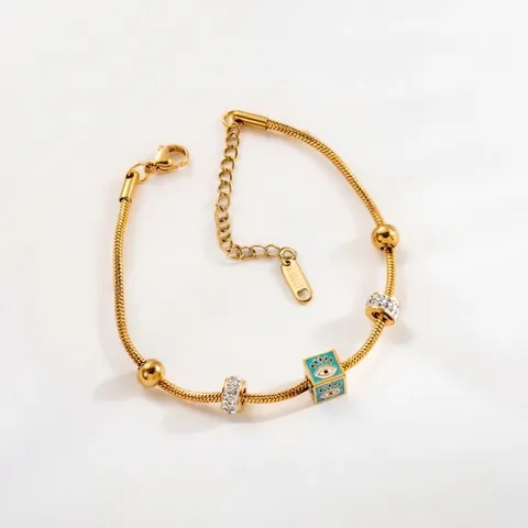 Bracciale Di Perline Malocchio In Acciaio Inossidabile Placcato Oro Gioielli Di Moda Per Donne Design Di Nicchia Stile Pendolare