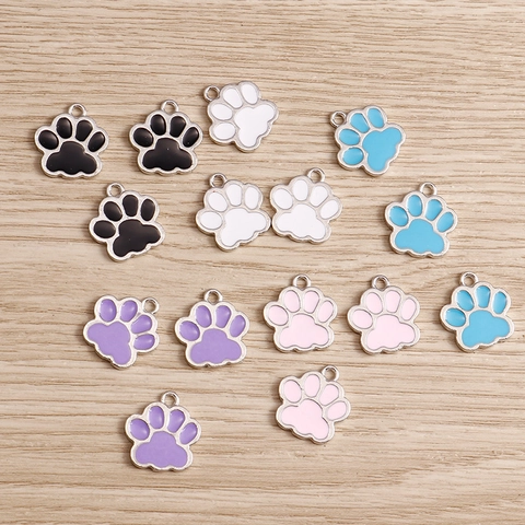 Dijes De Huella De Gato De Aleación Esmalte Colgantes De Huella De Animal Lindo Fabricación De Joyas Accesorios De Collar Pulsera DIY