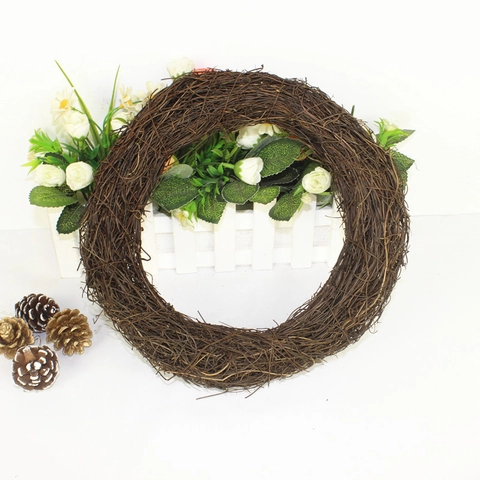 Natural Rattan Ring Christmas Halloween Wreath Base Handmade Rustic Vine Ring For DIY Garland Front Door Wall Hanging Decor