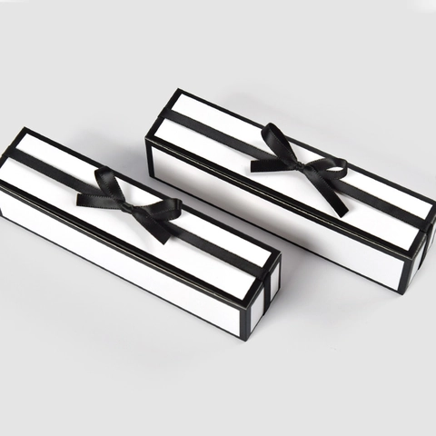 Rectangular Chocolate Gift Box With Bowknot Ribbon Foldable Paper Box For Valentine Wedding Party Candy Jewelry Wrap