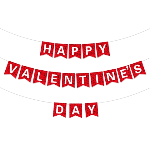 Banner Di San Valentino Carta Motivo Rosa Rossa Ghirlanda Coda Di Rondine Decorazioni Per Feste Romantiche