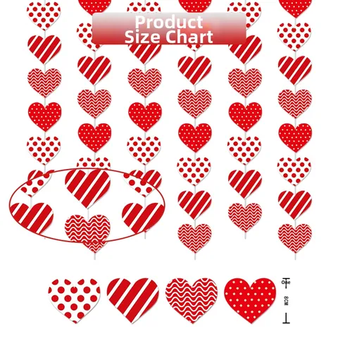 Valentine's Day Heart Garland Hanging Decorations Paper Heart String Banner For Wedding Party Room Wall Decor Red White