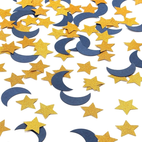 Glitter Star Moon Paper Confetti Gold Silver Blue Pink Table Scatter For Eid Wedding Birthday Party Decoration