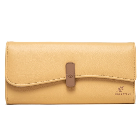 Womens Long Wallet PU Leather Foldable Clutch Handbag Solid Color Floral Decor Card Holder Various Slots Organizer Elegant Fashion