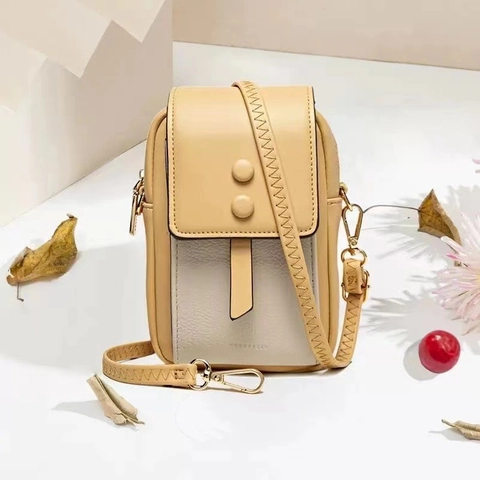 Damen Mode PU Leder Handytasche Colorblock Vertikale Mini Umhängetasche Kleine Schultertasche Multifunktionale Geldbörse