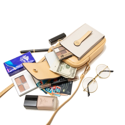Damen Mode PU Leder Handytasche Colorblock Vertikale Mini Umhängetasche Kleine Schultertasche Multifunktionale Geldbörse