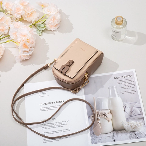 Fashion Women PU Leather Mobile Phone Bag Small Crossbody Shoulder Bag Multi Pocket Mini Wallet With Adjustable Strap
