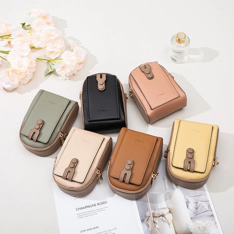 Fashion Women PU Leather Mobile Phone Bag Small Crossbody Shoulder Bag Multi Pocket Mini Wallet With Adjustable Strap