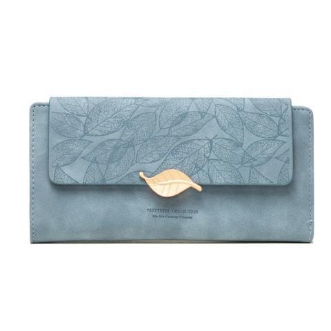 Damen Lange Geldbörse Mattiertes PU Leder Blatt Schnalle Viele Kartenfächer Geprägtes Muster Clutch Elegant