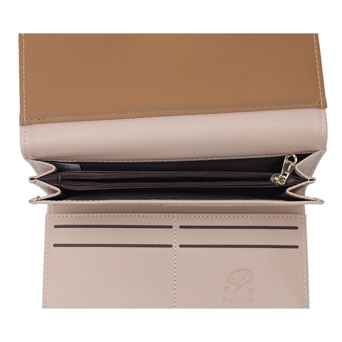Damen Geldbörse Lang PU Leder Große Kapazität Viele Kartenfächer Faltbar Einfache Clutch Metallschnalle Elegant Handtasche