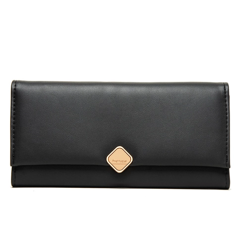 Cartera Larga para Mujer Prettyzys de Cuero PU con Portatarjetas de Gran Capacidad Cartera de Mano de Moda Color Sólido para Uso Diario