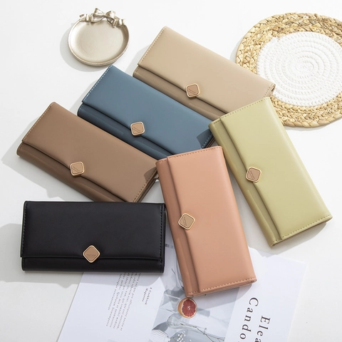 Cartera Larga para Mujer Prettyzys de Cuero PU con Portatarjetas de Gran Capacidad Cartera de Mano de Moda Color Sólido para Uso Diario