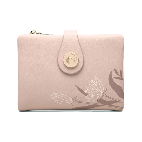 Cartera Pequeña para Mujer de Cuero PU con Estampado Floral Bifold Corto con Bolsillo para Monedas con Cremallera Portatarjetas