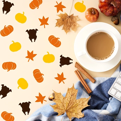Thanksgiving Paper Confetti Turkey Pumpkin Maple Leaf Table Decorations Autumn Fall Festive Party Supplies Holiday Ornaments