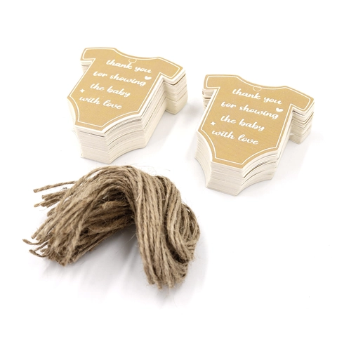 Baby Shower Gift Tags Kraft Paper Onesie Shape Thank You Hang Labels For Gender Reveal Party Favor With Jute Twine