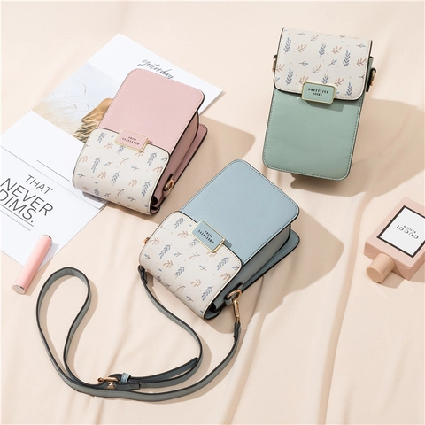 Bolso Bandolera para Celular de Mujer en Cuero PU con Estampado Floral Bolso de Hombro Multifuncional para Viajes Casuales