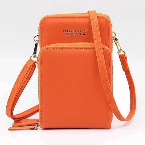 Borsa per Cellulare da Donna in Pelle PU Con Cerniera Multistrato Borsa a Tracolla Grande Capacità Portafoglio Moda Quadrato Verticale