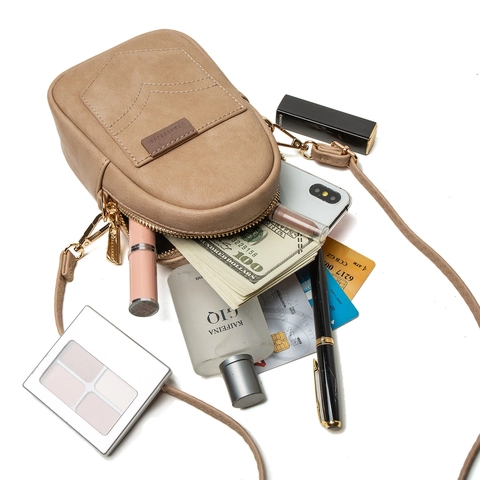 Borsa a Tracolla da Donna in Pelle PU Retrò Borsa per Cellulare Mini Quadrata Verticale Texture Litchi Spalla Pochette