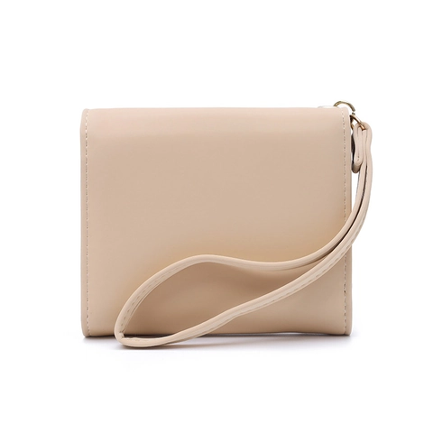 Cartera Corta Mujer Cuero PU Plegable Ranuras Para Tarjetas Bolsillo Con Cremallera Color Sólido Estilo Coreano Con Asa Cierre De Metal