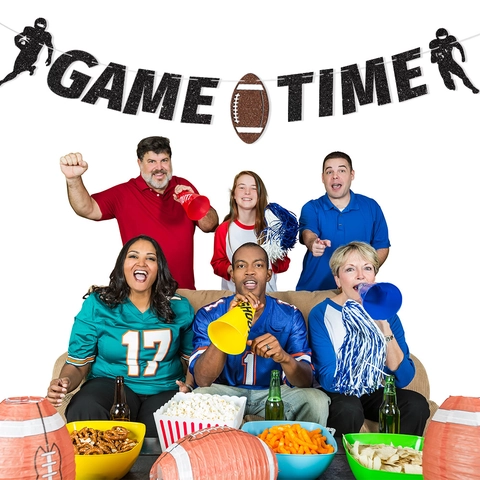 Amerikanischer Football Party Banner Glitzer Game Time Girlande Sport Thema Hängende Dekoration Für Geburtstag Spieltag