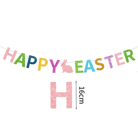 Glitzer Buntes Happy Easter Banner Hasen Girlande Girlanden Für Feiertags Party Dekoration Zuhause Innen Foto Requisite