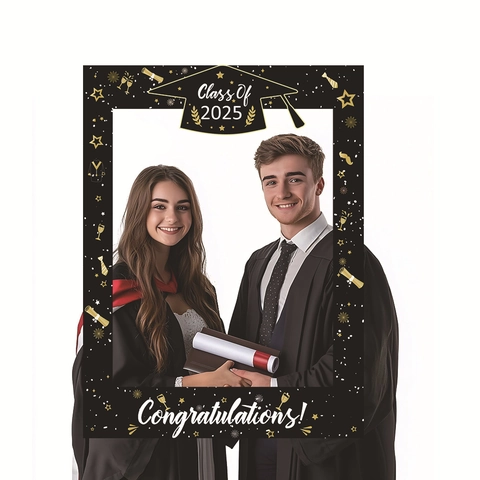 Cornice Photo Booth Classe 2025 Laurea Nero Oro Congratulazioni Decorazione Festa Cerimonia Fotografia Accessorio