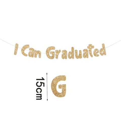Striscione di Laurea Glitterato Oro Lettere I Can Graduated Per Cerimonia di Laurea Decorazione Festa Appesa