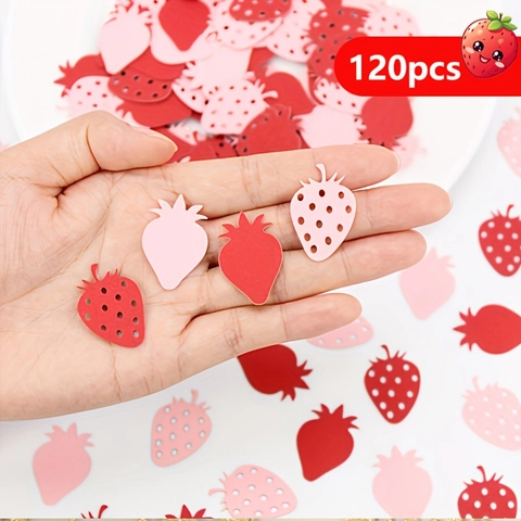 Rote Rosa Erdbeere Geformte Papier Konfetti Frucht Thema Tischstreuer Für Geburtstag Party Dekorationen Tischdekoration DIY
