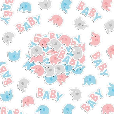 Κομφετί Ελέφαντας για Baby Shower Χάρτινα Γράμματα BABY Διακόσμηση Τραπεζιού Gender Reveal Party Γενέθλια Χρώματα Macaron