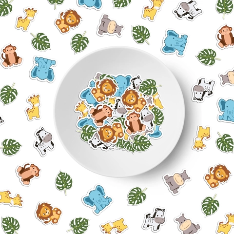 Confettis En Papier Animaux De La Jungle Thème Hawaï Feuilles Tropicales Lion Éléphant Zèbre Girafe Singe Décor De Fête