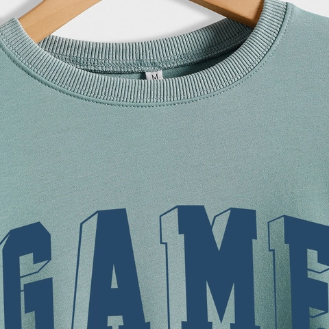 Sweat-shirt Femme Décontracté Mélange de Coton Col Rond Manches Longues Imprimé Lettres Game Day Streetwear Ample