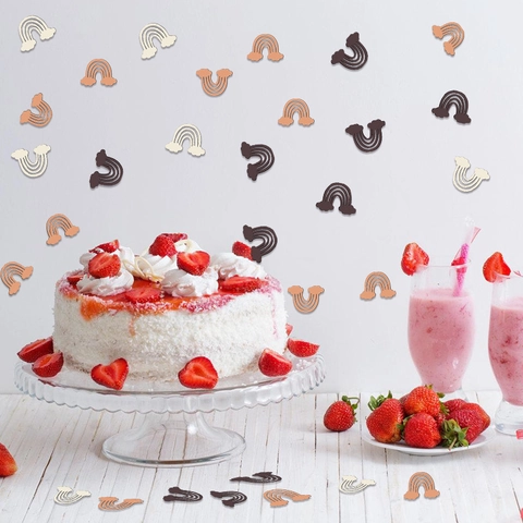 Coriandoli di Carta Arcobaleno Boémien Toni della Terra Forma di Nuvola Decorativi per Festa di Compleanno Baby Shower