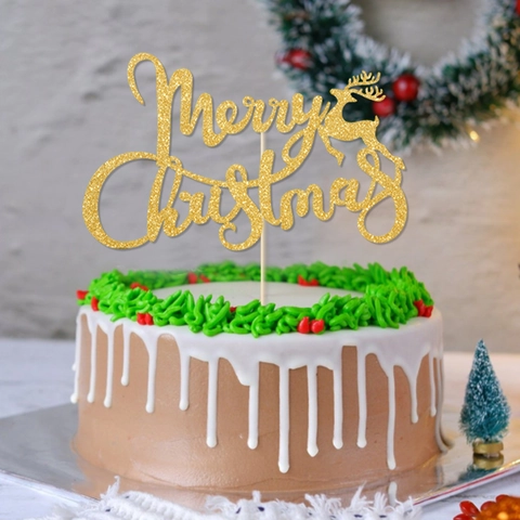 Glitzer Merry Christmas Kuchenstecker Rentier Weihnachtsbaum Weihnachtsmütze Deko Für Weihnachtsfeier Tortendekoration