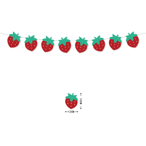 Strawberry Party Banner Paper Fruit Garland For Birthday Baby Shower Celebration Decoration Hanging Bunting